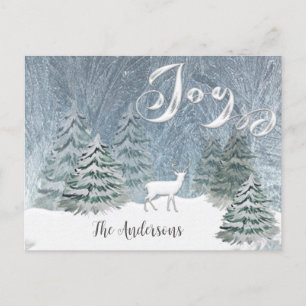 Modern Watercolor winter scene joy Postcard
