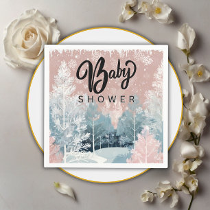 Modern Watercolor Winter Wonderland Baby Shower Napkin