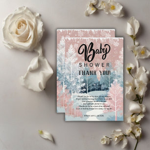 Modern Watercolor Winter Wonderland Baby Shower Thank You Card
