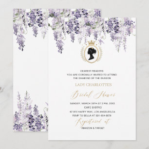 Modern Watercolor wisteria flowers regency era Bri Invitation