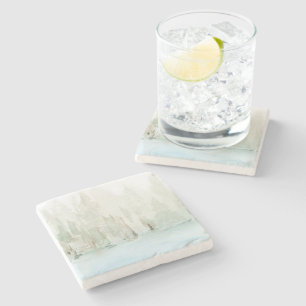 Modern Watercolor Woodland Scene  Stone Coaster