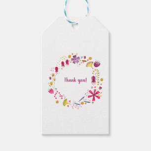 Modern Watercolor Wreath Custom Message Gift Tags