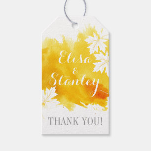 Modern watercolor yellow fall wedding Thank You Gift Tags