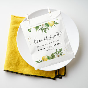 Modern Watercolor Yellow Lemons & Leaf Favour Bags