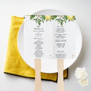 Modern Watercolor Yellow Lemons & Leaf  Hand Fan