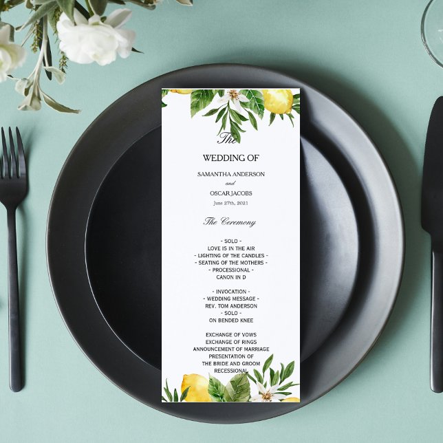 Modern Watercolor Yellow Lemons & Leaf  Menu (Creator Uploaded)