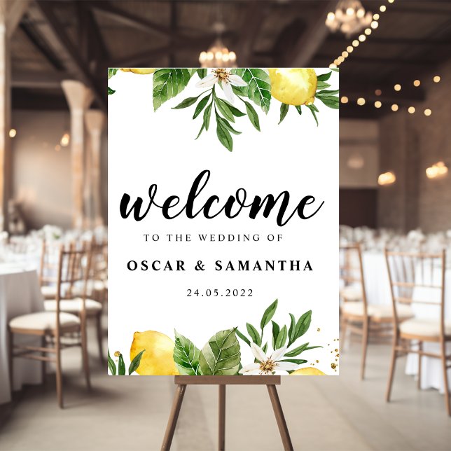 Modern Watercolor Yellow Lemons & Leaf  Poster (Creator Uploaded)
