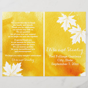 Modern watercolor yellow wedding program