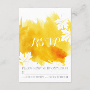 Modern watercolor yellow wedding RSVP reply Card