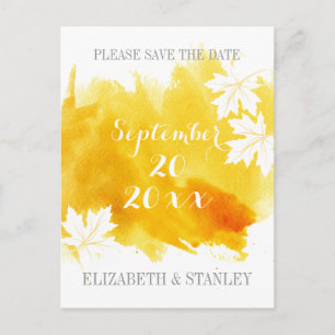 Modern watercolor yellow wedding Save the Date Announcement Postcard
