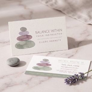 Modern Watercolor Yoga Instructor Business Card