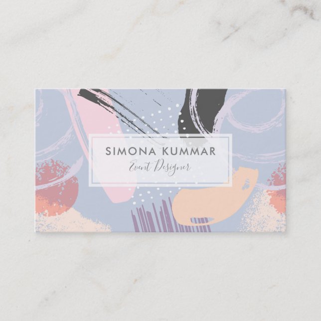 Modern Watercolors Brushstrokes Composition Business Card (Front)