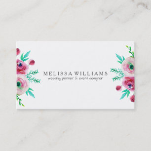 Modern Watercolors Flowers Bouquet Business Card