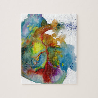 Modern Watercolour Anatomical Heart Jigsaw Puzzle