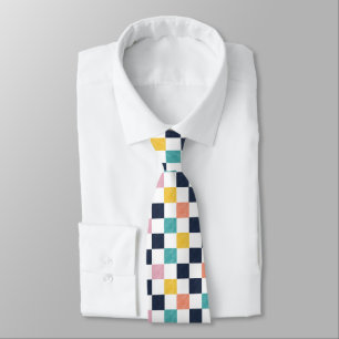 Modern Watercolour Checkerboard  Tie