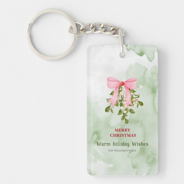 Modern Watercolour Christmas Key Ring (Front)
