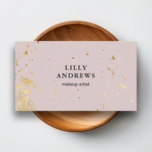 Modern Watercolour Gold Dusty Rose Business Card