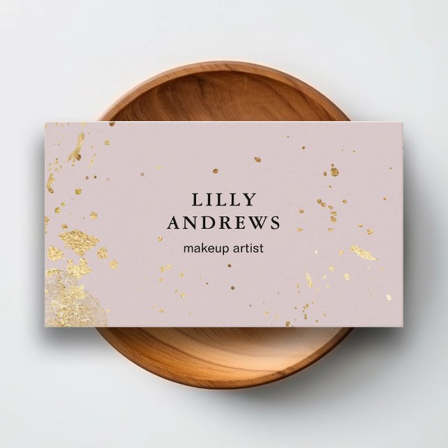 Modern Watercolour Gold Dusty Rose Business Card (Creator Uploaded)