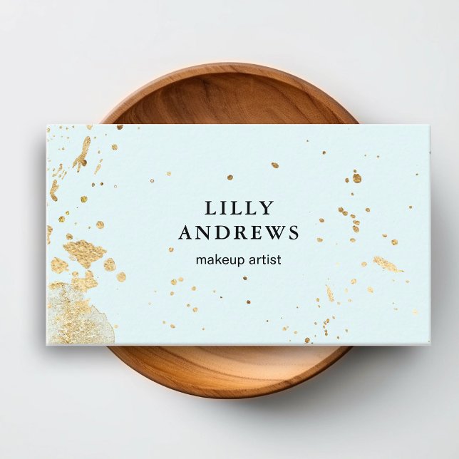 Modern Watercolour Gold Hellblau Business Card (Creator Uploaded)