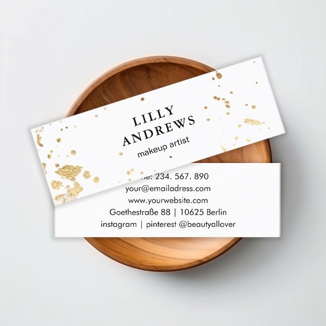 Modern Watercolour Gold ( Imitat) White Mini Business Card (Creator Uploaded)