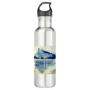 Modern Watercolour Navy Blue Mountain Monogram 710 Ml Water Bottle
