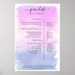 Modern Watercolour Price List Poster