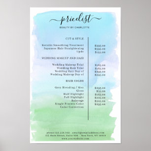 Modern Watercolour Price List Poster
