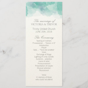 Modern Watercolour Wedding Program Programme