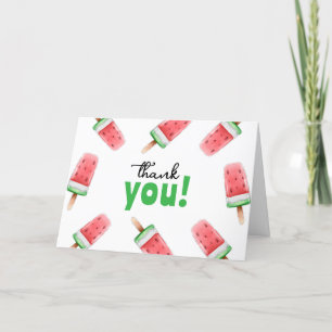 Modern Watermelon Ice Cream Ready To Pop Baby Show Thank You Card
