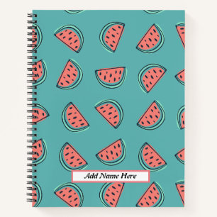 Modern Watermelon Pattern Customisable Name Notebook