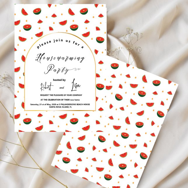 Modern watermelon pattern Garden Housewarming Part Invitation (Creator Uploaded)
