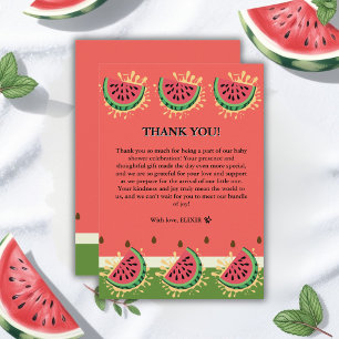 Modern Watermelon Splash Baby Shower Thank You Card