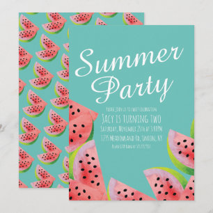Modern Watermelon Watercolor Summer Party  Invitation