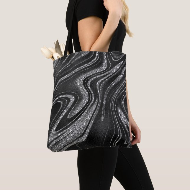 Modern Wave Glitter  Tote Bag (Close Up)