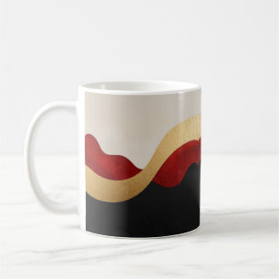 Modern Wave Gold Red Black Coffee Mug