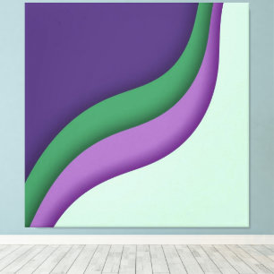 Modern Wave Purple Green Canvas Print