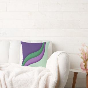 Modern Wave Purple Green Cushion