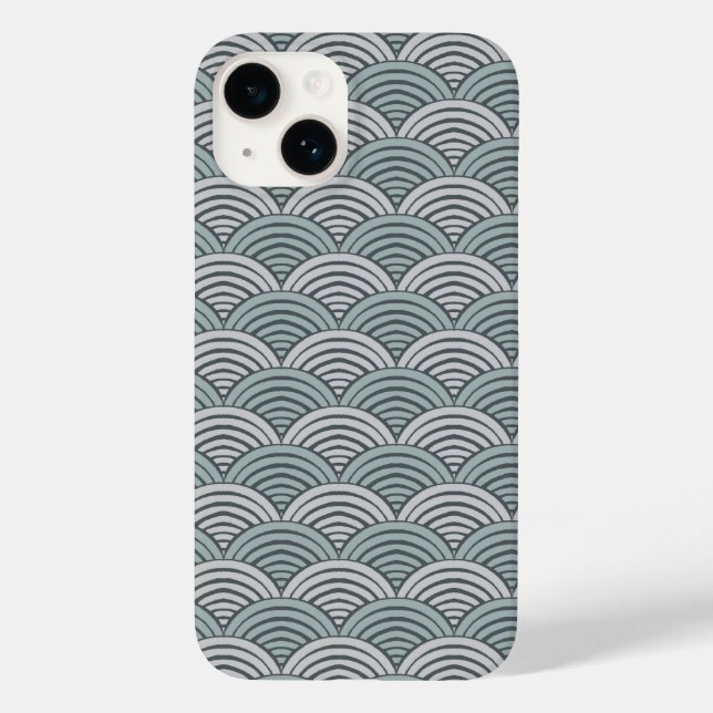 Modern Waves Grey Hand Drawn Scallops Arches Case-Mate iPhone Case (Back)