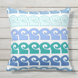 Modern Waves Pattern in Shades of Blue Cushion