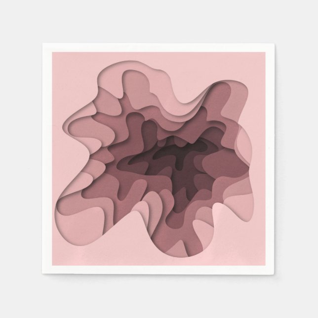 Modern Waves Rose Pink Ombre  Napkin (Front)