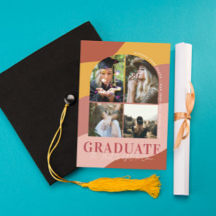 Modern Waves   Simple Arched Graduation 4 Photo  Announcement