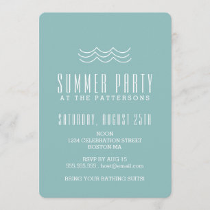Modern Waves Summer Pool Party Invitation