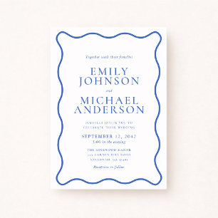 Modern WavModern Wavy Dual Blue Wedding Invitation