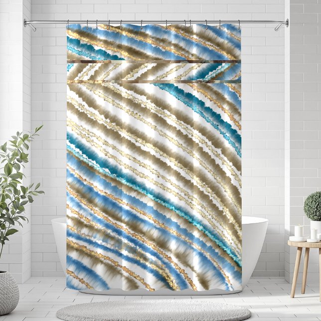 Modern Wavy Beach Stripes Shower Curtain (Creator Uploaded)