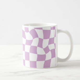 Modern Wavy Chequerboard Purple Mug