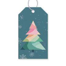 Modern Wavy Christmas Tree Gift Tag