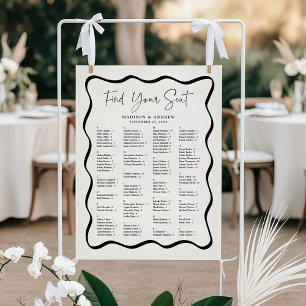 Modern Wavy Frame Cream Alphabetical Seating Chart