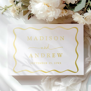 Modern Wavy Frame Photo Wedding Guest Book