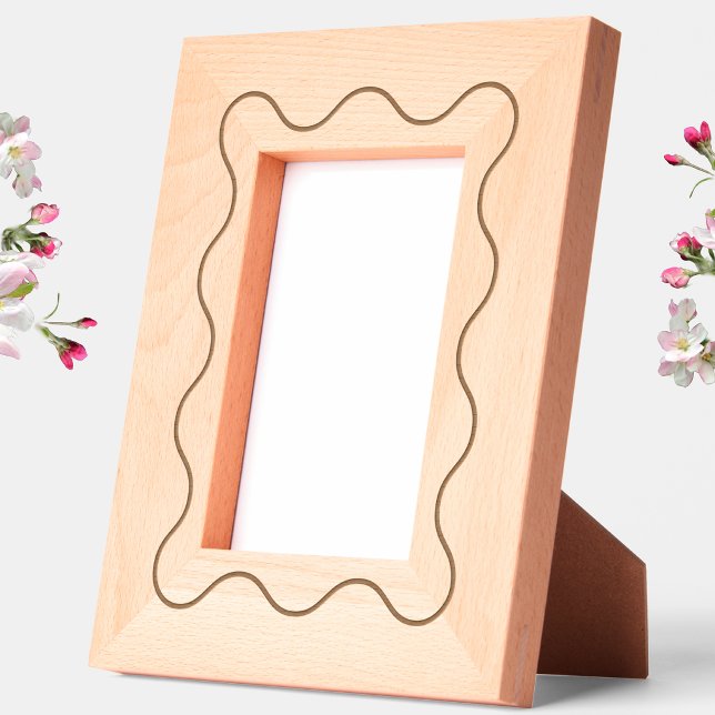 Modern Wavy Geometric Etched Frames (Simple modern wavy pattern etched wooden photo frame)
