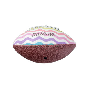 Modern Wavy Lines   Pastel Waves Personalised Mini American Football